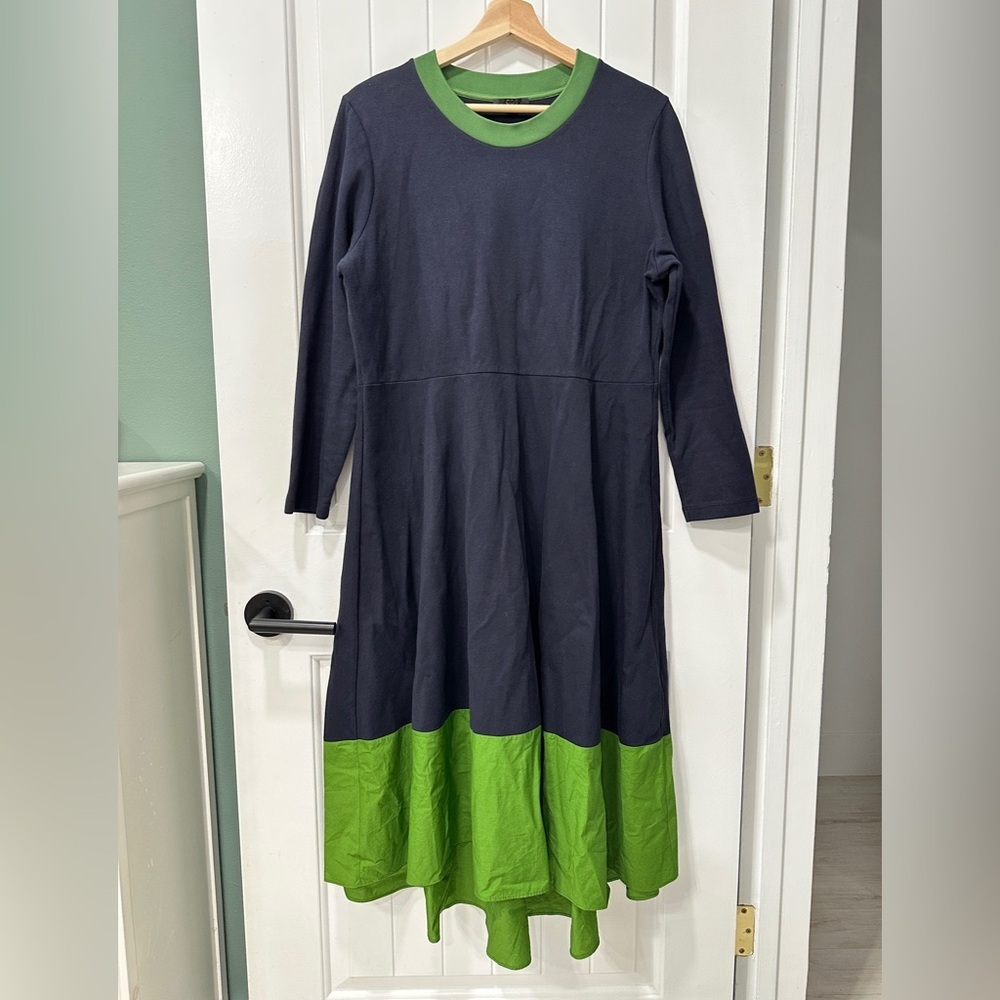 COS Green and Black Knit Midi Dress